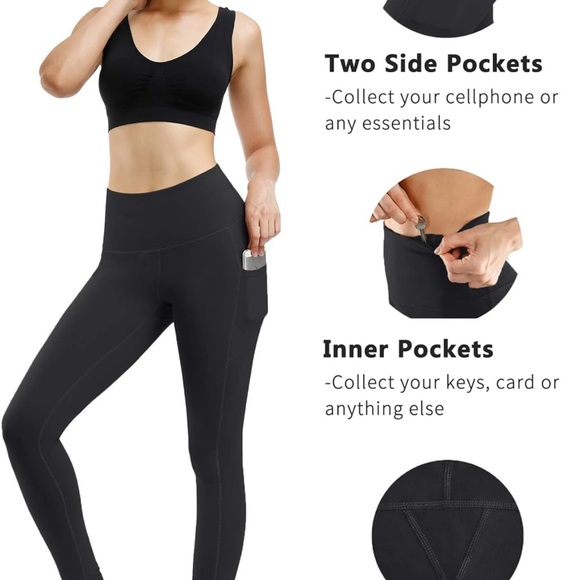 Women's Black Leggings with Pocket - Picture 6 of 6